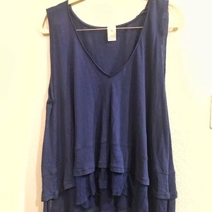 Free People Ruffled and Distressed Tank Top, NWT